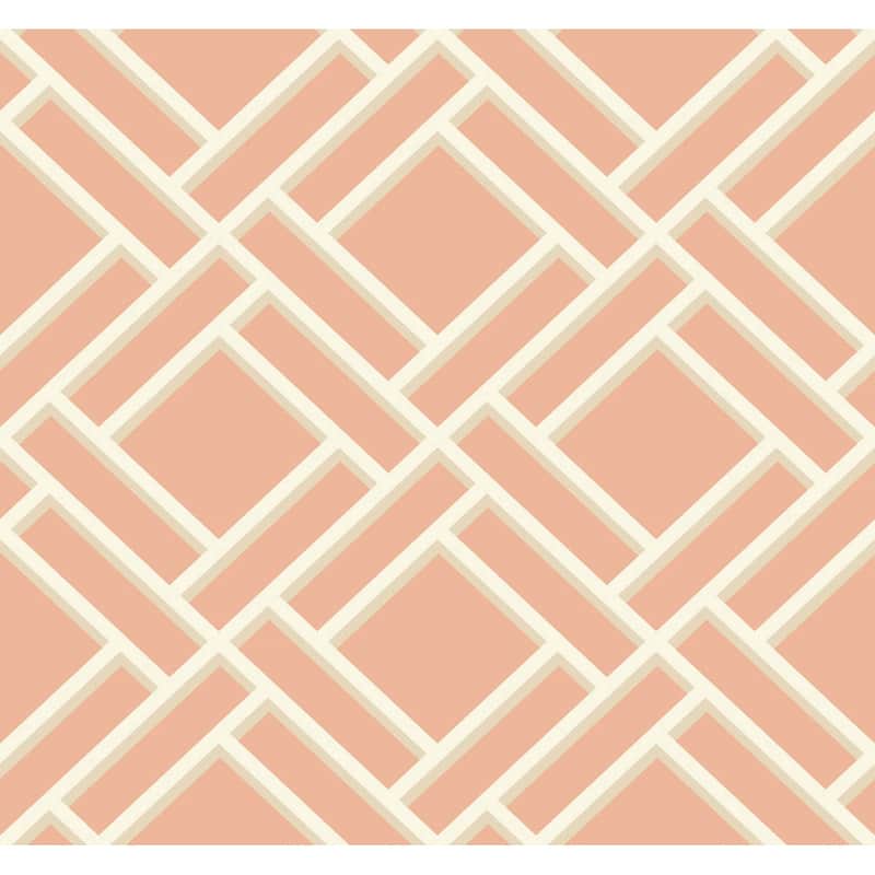 Seabrook Designs Lillian August Block Trellis Unpasted Wallpaper - 27 in. W x 27 ft. L - Melon and Arrowroot