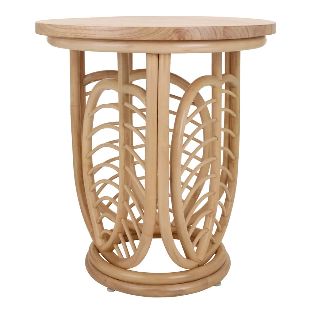 NPD Furniture Ayra Rattan Side / End Table with Wood Top