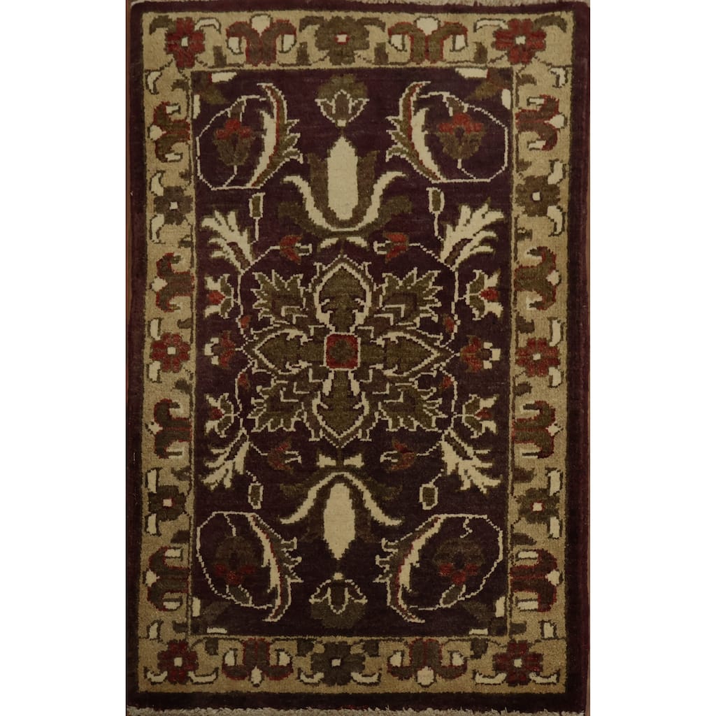 Hand Knotted Oriental 100% Wool Carpet Traditional All-Over Brown Peshawar Area Rug - 3' 1'' X 2' 0''