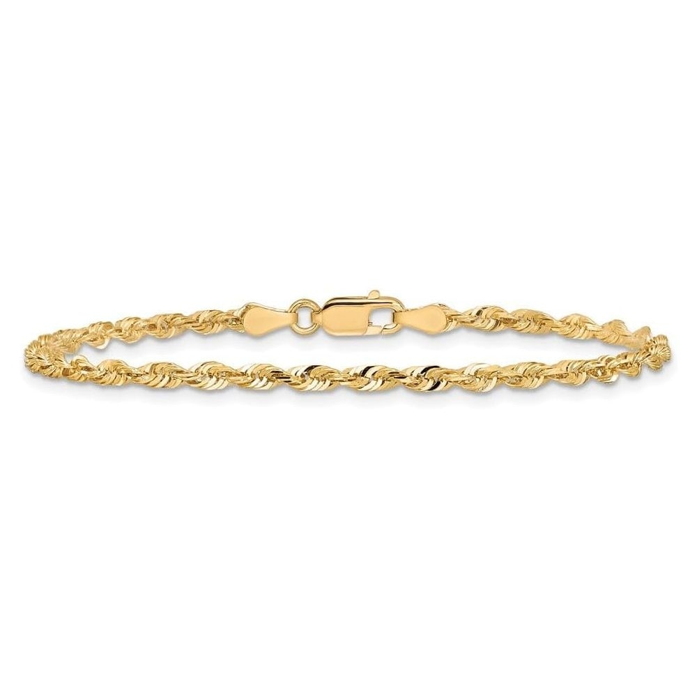 Curata 10k Solid Gold Solid 1.5mm Diamond Cut Rope Chain Bracelet