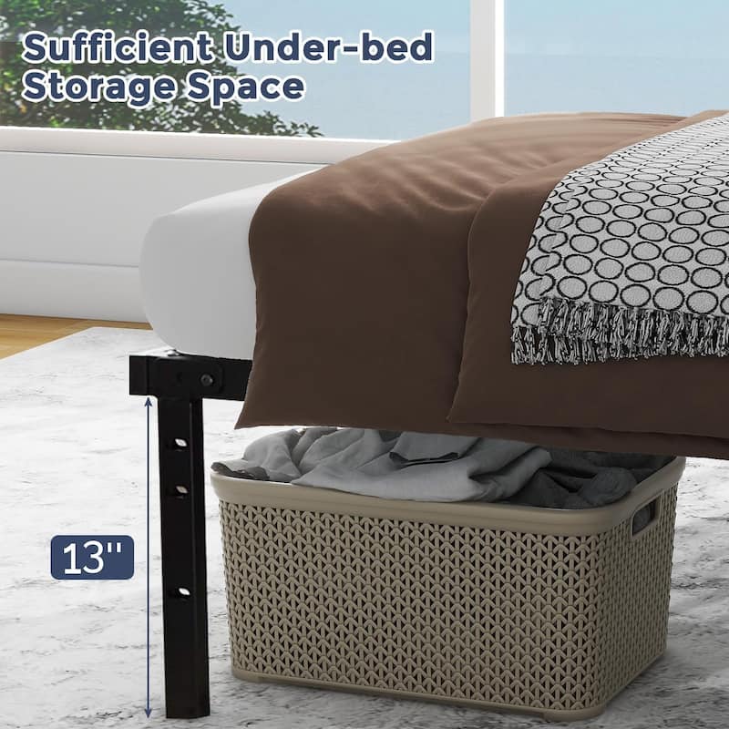 Twin Size Metal Bed Frame Platform Bed / Heavy Duty/ Solid Metal Slat / No Box Spring Needed, Twin Bed Frame