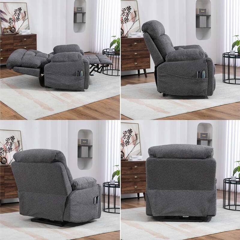 Upgraded Flagship 4-Motor Independent Control Oversized 180° Lay Flat Chenille Power Lift Recliner Chair