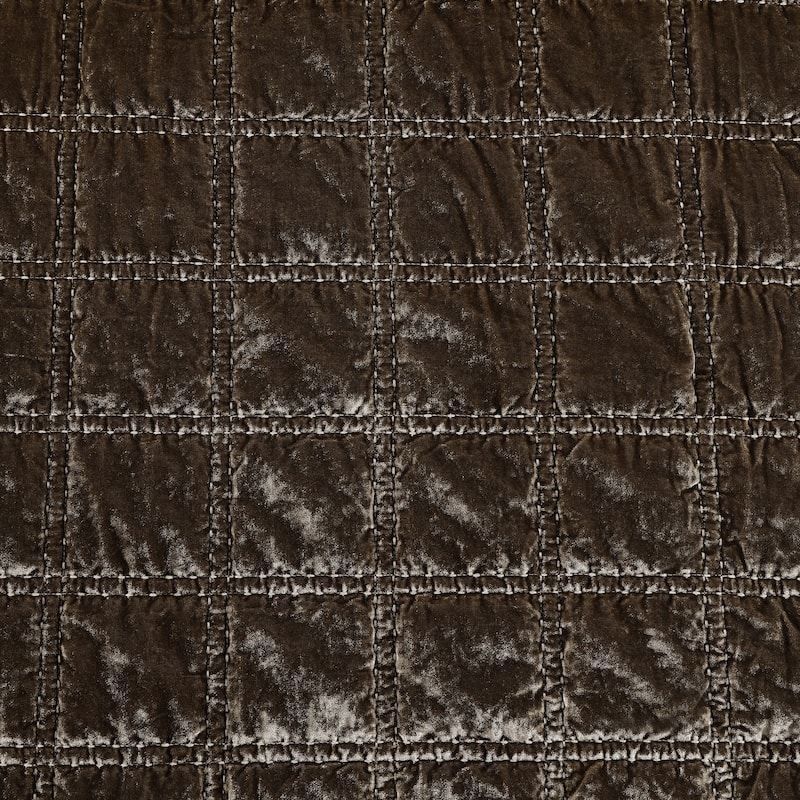 HiEnd Accents Stella Faux Silk Velvet Double Box Stitch Modern Rustic 3 Piece Quilt Set
