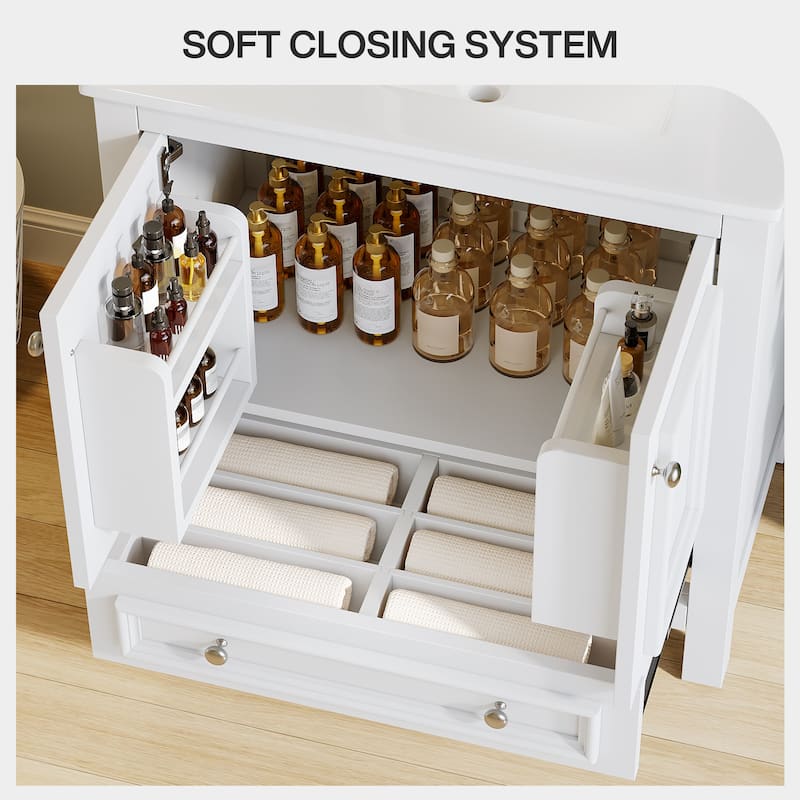 30 Inches Modern Bathroom Vanity with Sink & 1 Drawer, Vanities Cabinet