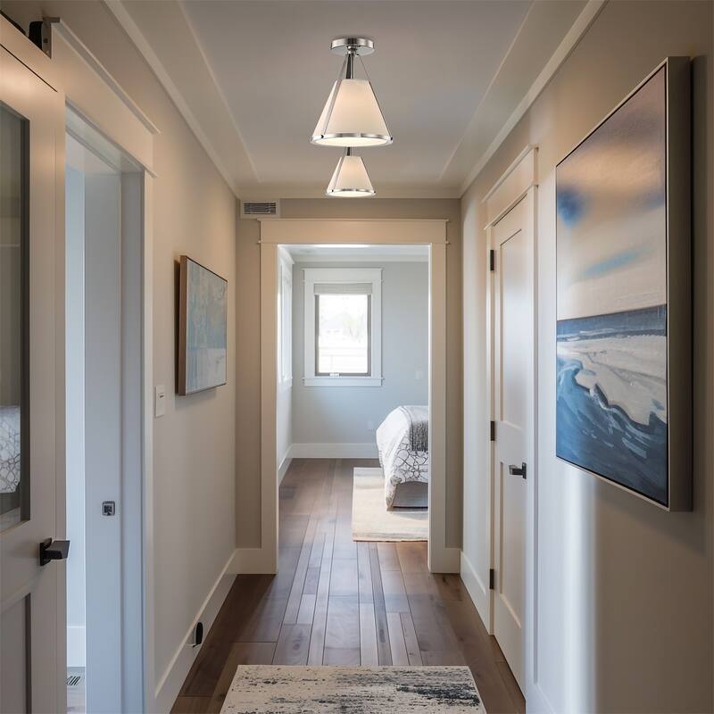 Fulton 1 Light Polished Nickel Semi Flush Mount