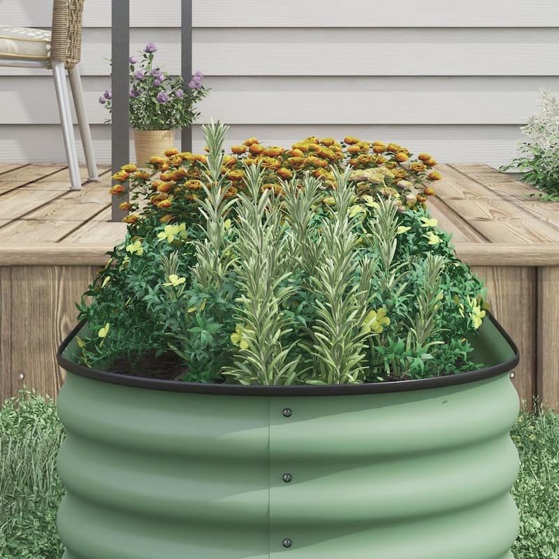 Outsunny 3.4' x 2' x 1.4' Galvanized Raised Garden Bed Kit, Outdoor Metal Elevated Planter Box