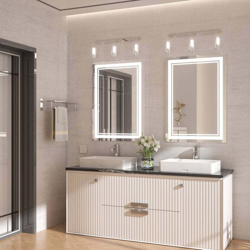 Keonjinn LED Front Light Bathroom Vanity Wall Mirror, 3 Color Temperatures, Anti-fog