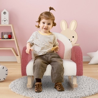Children's Velvet Rocking Chair with Solid Wood Legs - 20" x 19.5" x 20 ...