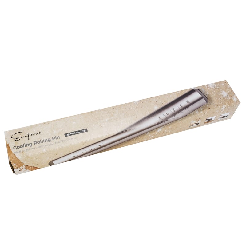 Self-Cooling Stainless Steel Rolling Pin with Flour and Water Container