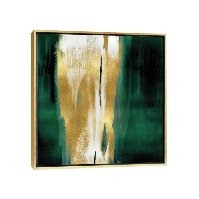 iCanvas "Free Fall Emerald with Gold I" by Christine Wright Framed Canvas Print - Gold - 37x37