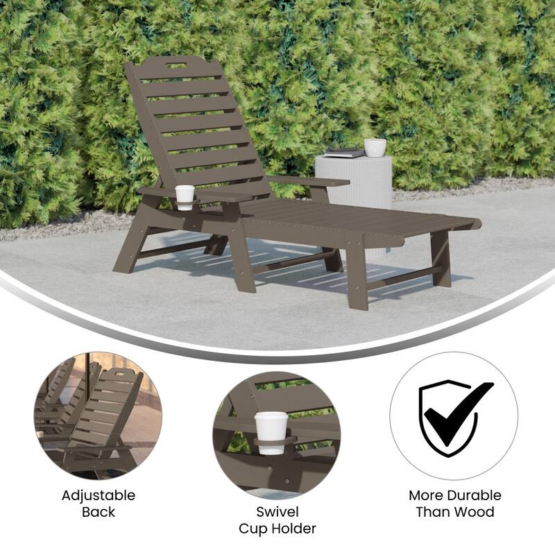 Outdoor Adjustable Lounge Chair with Cupholder