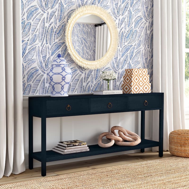 Lark 3 Drawer 65" Console Table - Navy Blue