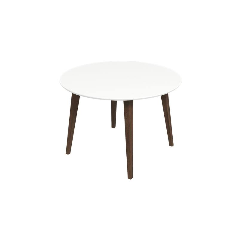 Paloma Mid-Century Modern Round Dining Table in White Solid Wood, 43.3 Inches for Kitchen, Dining Room, Dinette, Breakfa