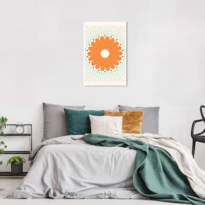Wynwood Studio Canvas Abstract Flower Caramel Orange and Pastel Green Modern & Contemporary Wall Art Canvas Print