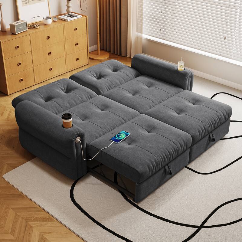 GDFStudio - Chenille Convertible 2-Seater 74" Sofa Bed
