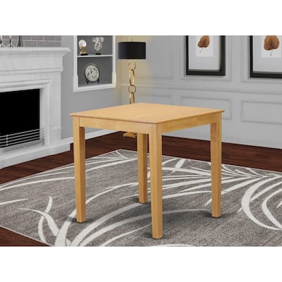 Counter Height Pub Table Set - 36 Inch Square Table, Oak Finish, Expansion Leaf
