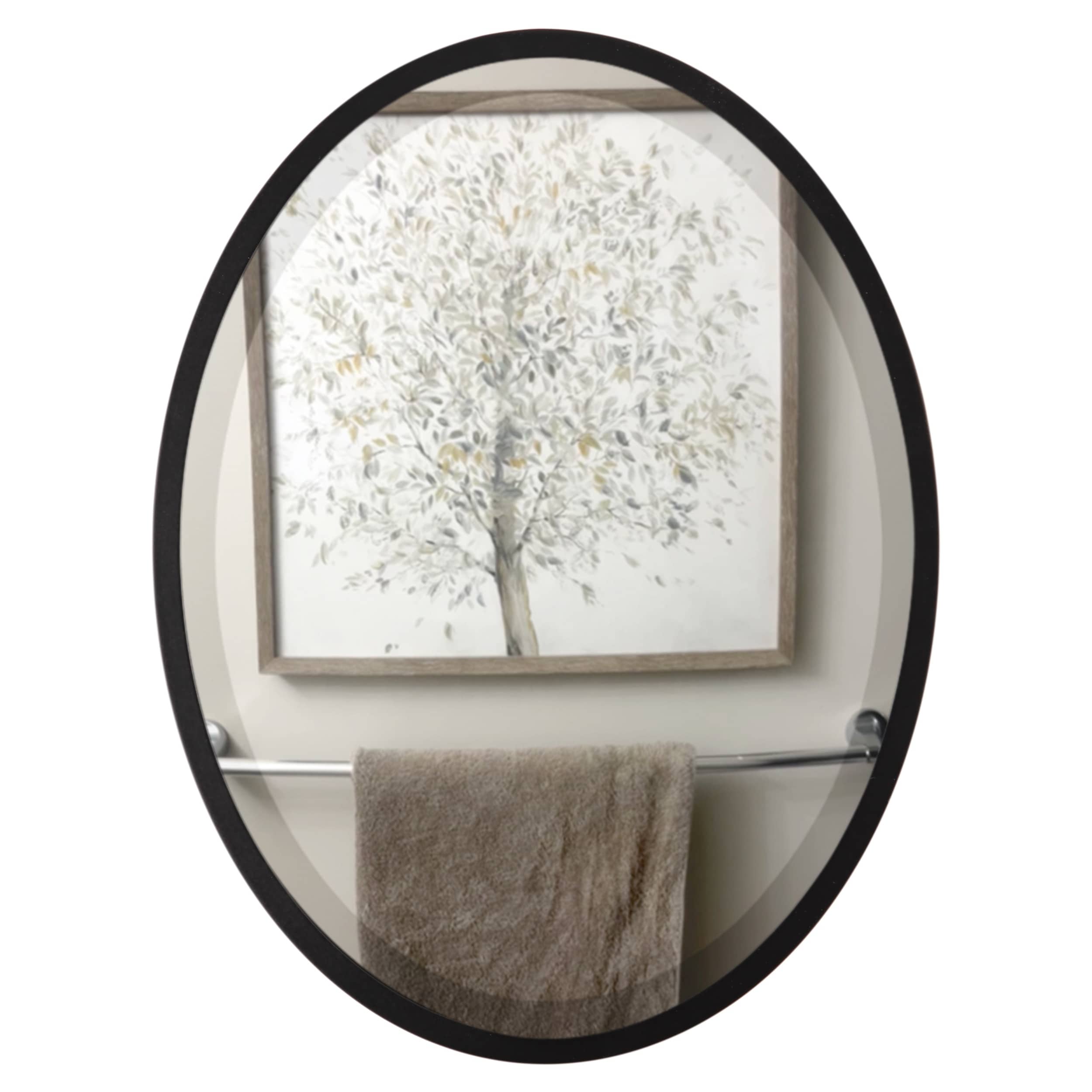 Lincoln Framed Oval Mirror - Matte Black