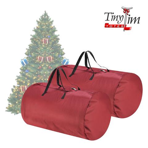 Christmas Tree Storage Bags- Set of 2- For 7.5-16 Ft Artificial Trees by Tiny Tim Totes (Red)