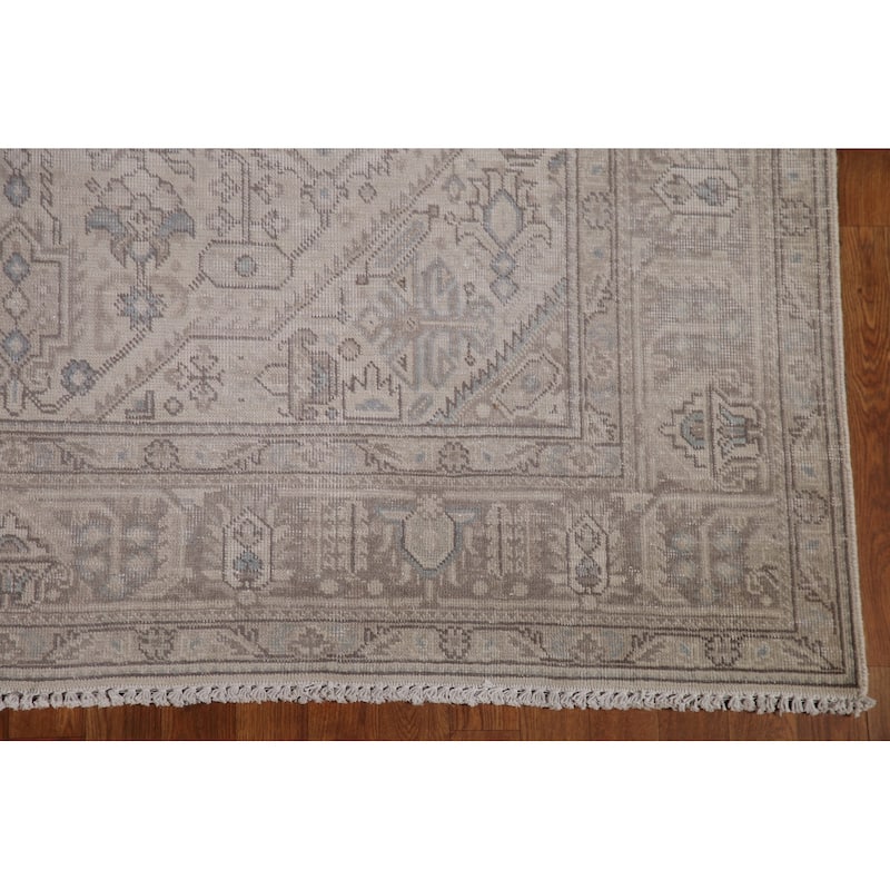 Distressed Tabriz Persian Vintage Rug Handmade Oriental Wool Carpet - 6'3" x 9'6"