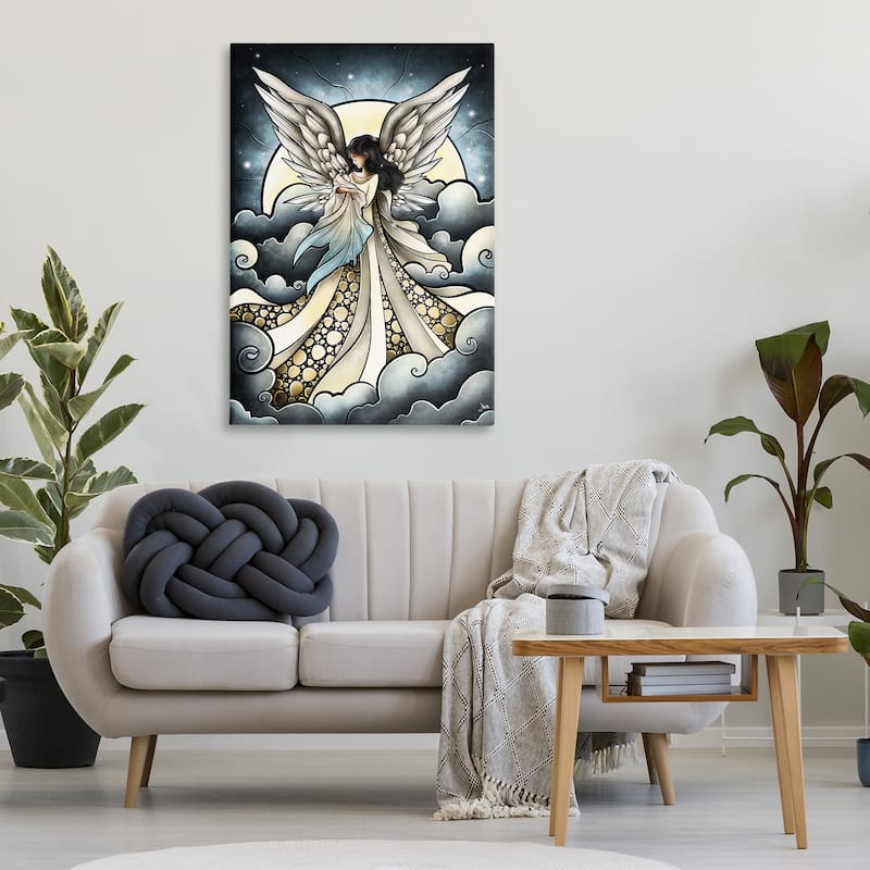Stupell Classic Angel & Baby in Clouds Canvas Wall Art Design By Mandie Manzano