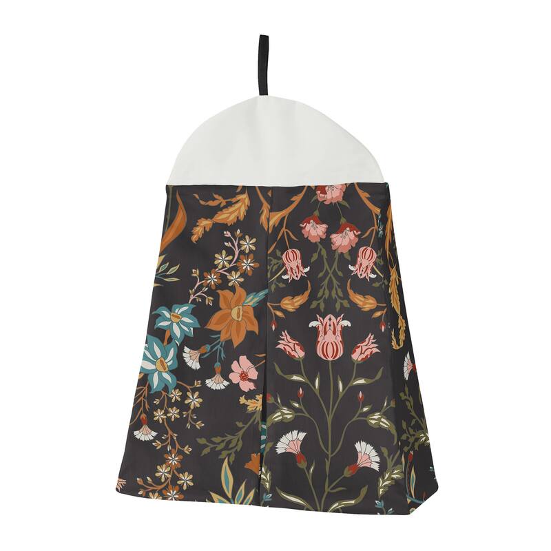 Sweet Jojo Designs Boho Wildflower Vintage Floral Girl 4p Nursery Crib Bedding Set Black Orange Bohemian Farmhouse Cottagecore