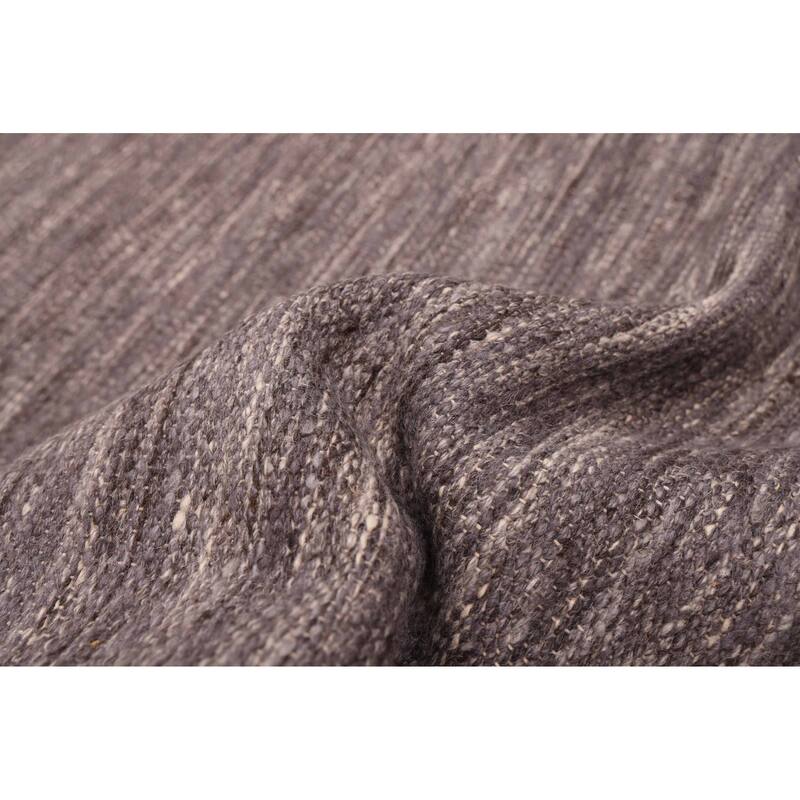 ECARPETGALLERY Flat-Weave Nevada Dark Grey Wool Kilim - 7'8 x 10'3