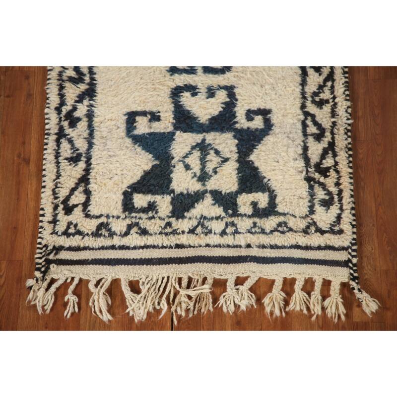 Anatolian Turkish Runner Rug Handmade Hallway Beige Wool Carpet - 3'0"x 11'5"