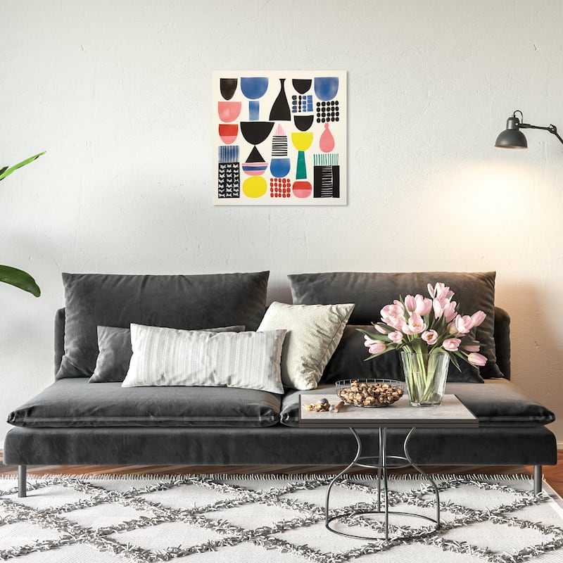 Wynwood Studio Canvas Abstract Drink Cups Abstract Black and Modern & Contemporary Wall Art Canvas Print - 20 x 20