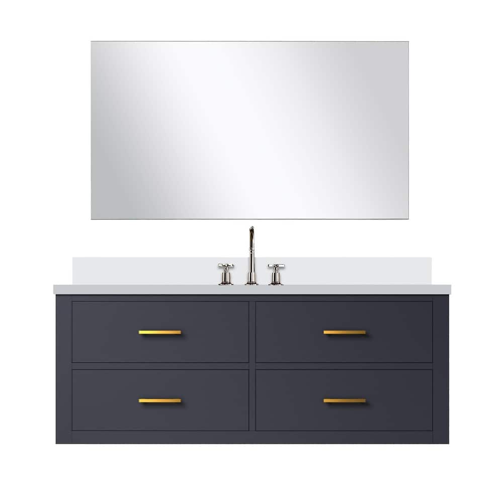 Castor Bath Vanity with Quartz Top, Sink, Mirror and Faucet