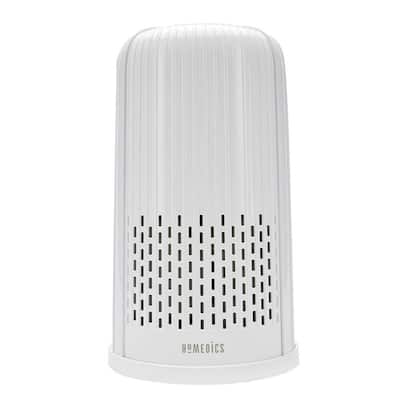 Homedics TotalClean 4-in-1 Tower Air Purifier - 360-Degree HEPA Filter for 291 Sq Ft, Built-In Night-Light, Ionizer, White