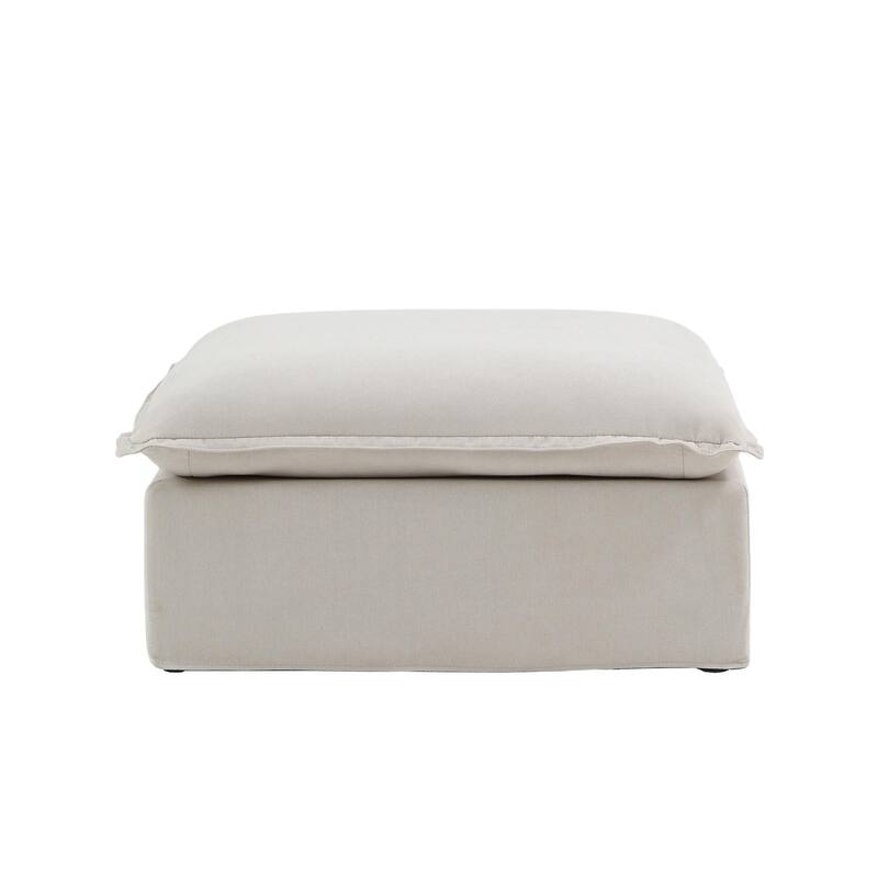 Modern Linen Upholstered Ottoman