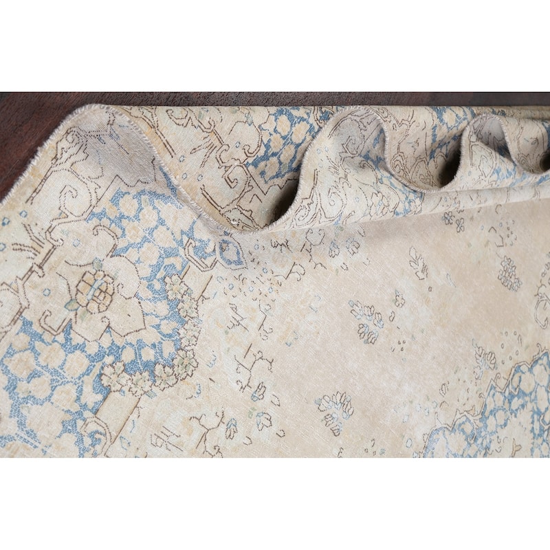 Muted Distressed Kerman Persian Area Rug Handmade Wool Carpet - 9'8" x 13'0"