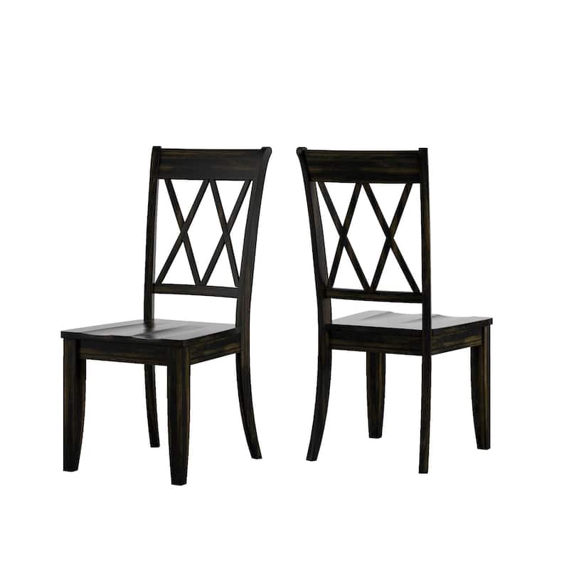 Eleanor Black Farmhouse Trestle Base 6-Piece Dining Set - X Back by iNSPIRE Q Classic - Antique Black Table - Antique Black Chairs and Bench