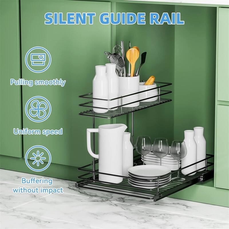Under Sink Slide Out Storage Shelf - 12.6'' W x 16.53'' D x 12.99'' H