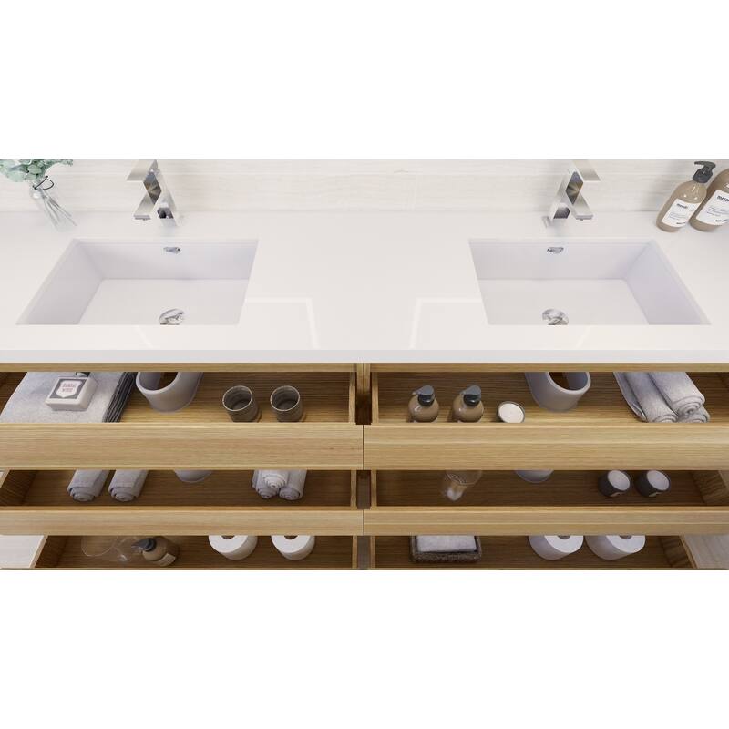 Aron 84'' Freestanding Vanity with Double Reinforced Acrylic Sink