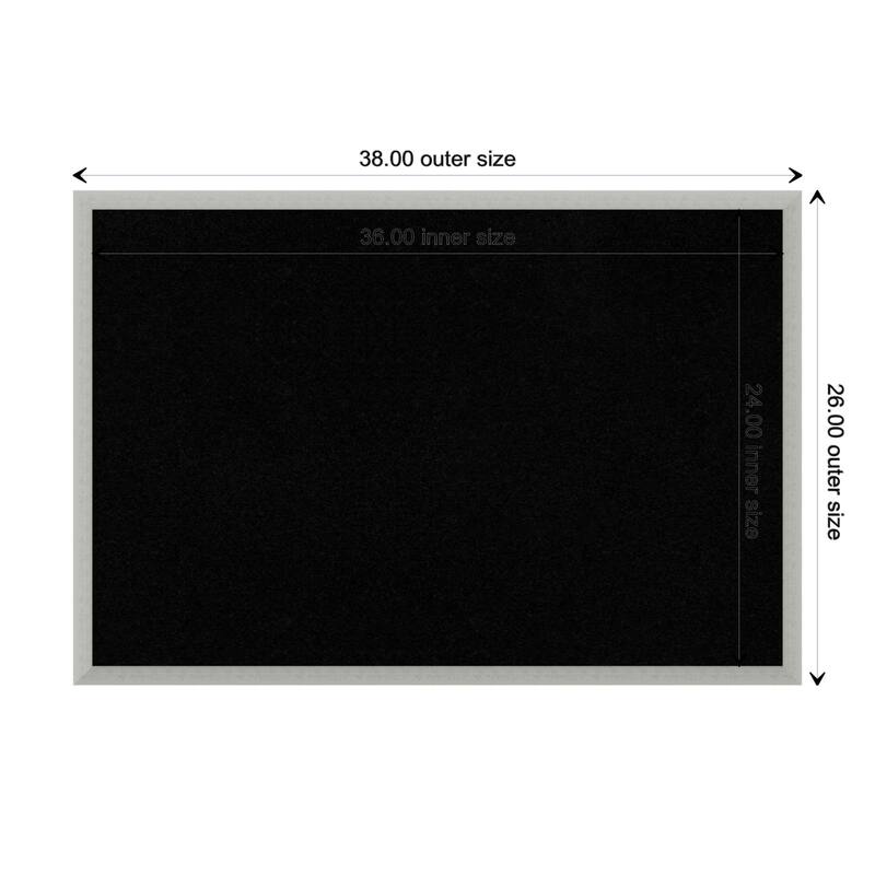 Silver Leaf Wood Framed Black Corkboard Bulletin Board - Board Size 36x24