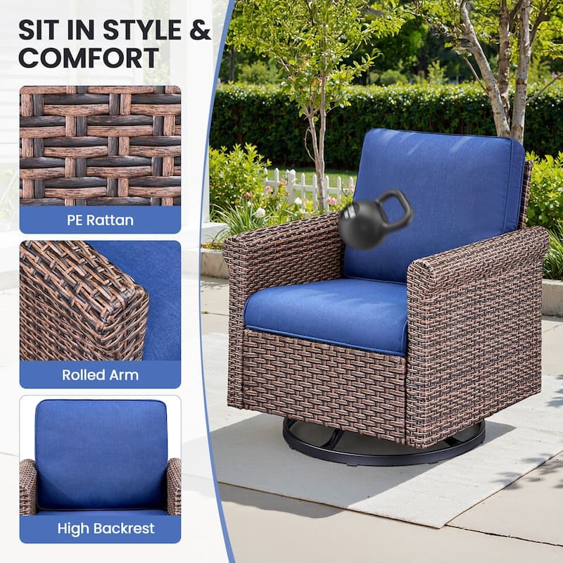Pocassy Outdoor Sofa Swivel Chairs Patio Chair Funiture Set