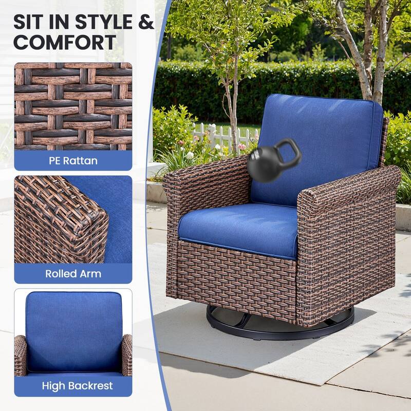 Pocassy Outdoor Sofa with Swivel Chairs Funiture Set