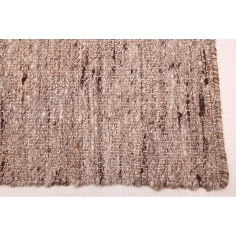 ECARPETGALLERY Flat-Weave Nevada Taupe Wool Kilim - 7'10 x 10'0