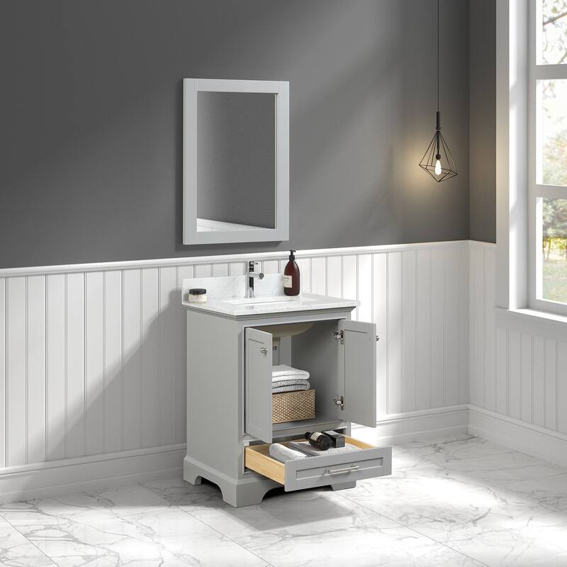 Blossom Copenhagen 24" Bathroom Vanity with Marble Top, Sink & Mirror