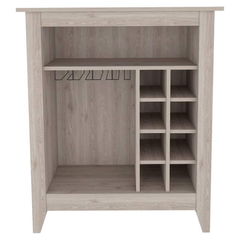 Essential Bar Cabinet, One Open Shelf, Six Built-in Wine Rack, One Drawer -Light Gray - Grey