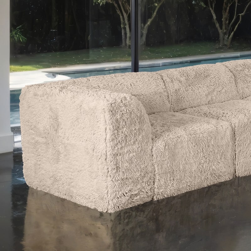 Furniture of America Ylena Modern 5-Piece Faux Fur Foam Modular Compressed Sectional Sofa