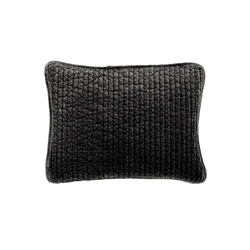 HiEnd Accents Stonewashed Cotton Velvet Boudoir Pillow - Black