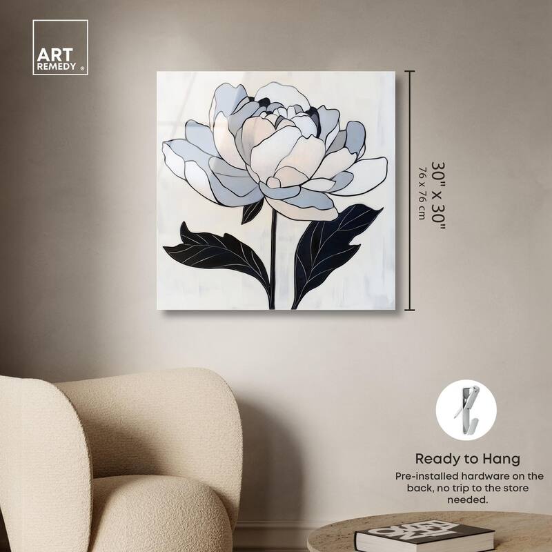 Gray Scale Flower I Acrylic by Art Remedy, Ready to Hang