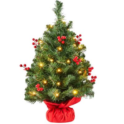 Yaheetech 2FT/3Ft Tabletop Portable Christmas Tree Holiday Decoration with Red Berries