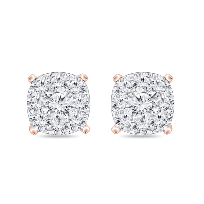 Auriya 14k Gold 5/8ctw Cushion Pave Diamond Stud Earrings (H-I, I1-I2)
