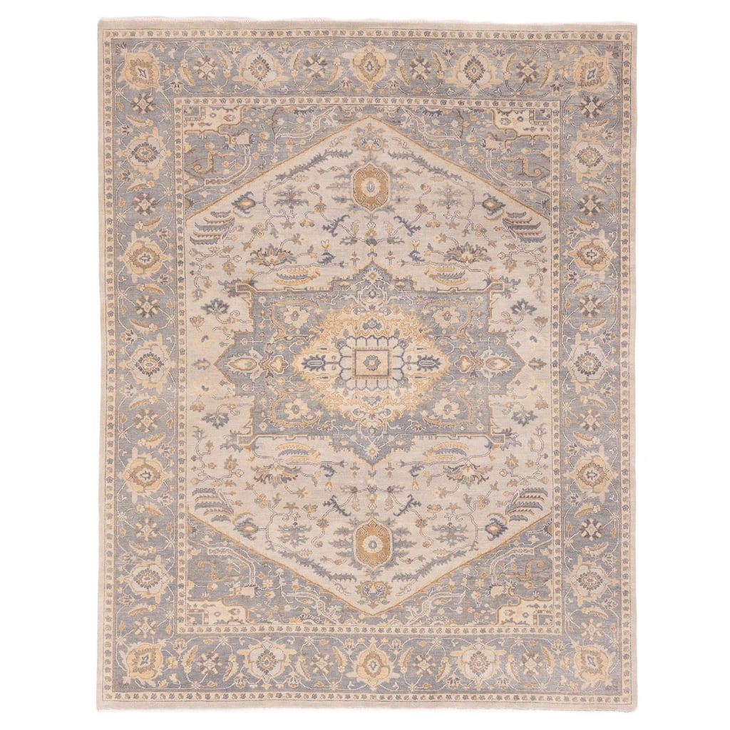 ECARPETGALLERY Hand-knotted Jules Sultane Light Grey Wool Rug - 7'11 x 9'10