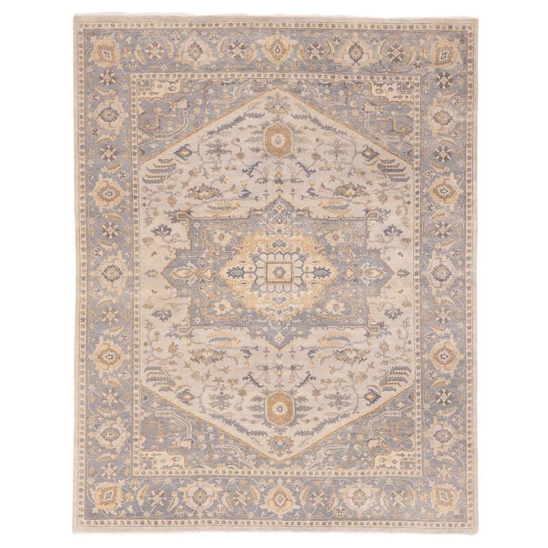 ECARPETGALLERY Hand-knotted Jules Sultane Light Grey Wool Rug - 7'11 x 9'10