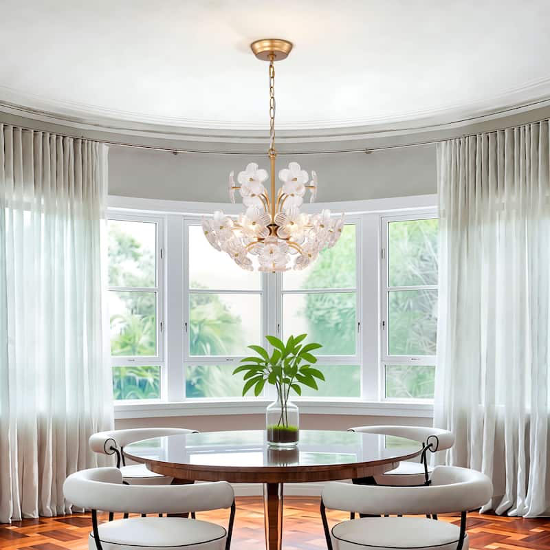 Rosa Modern 6-Light 17.7" Glam Clear Glass Flower Chandelier