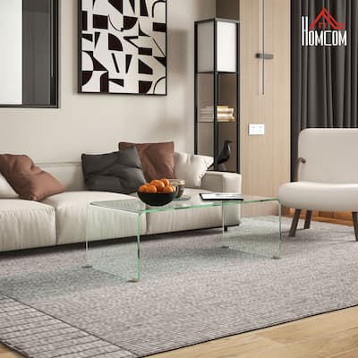 Clear Tempered Glass Coffee Table for Living Room